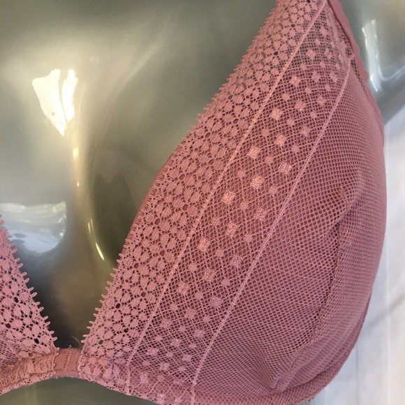 Incredible Victoria's Secret Plunge Padded Purple Mauve Lace Bra 34DD 24551212 - Picture 4 of 14